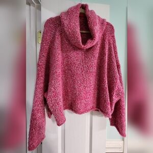 Free People Textured Pink Turtleneck Sweater